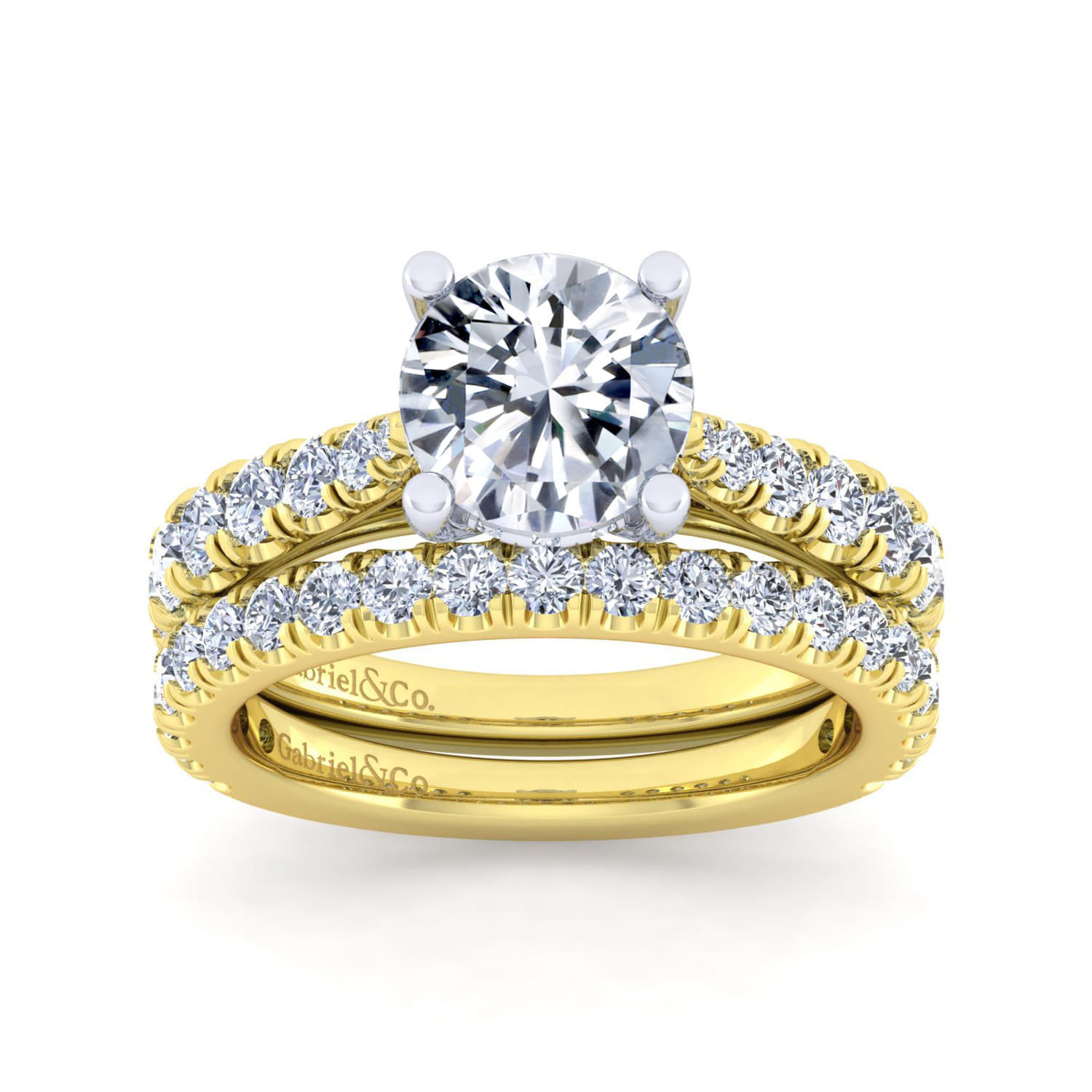 14K Yellow Gold Diamond Matching Wedding Band - 0.6 ct - Shot 4