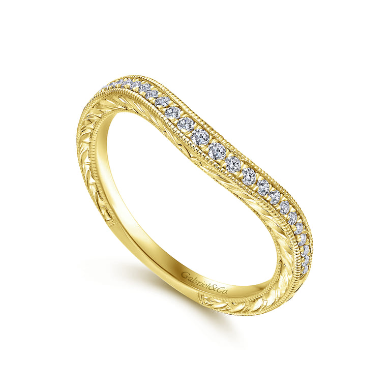 14K Yellow Gold Diamond Matching Wedding Band - 0.13 ct - Shot 3