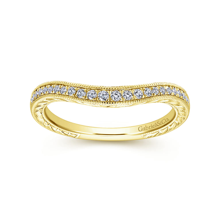 14K Yellow Gold Diamond Matching Wedding Band - 0.13 ct - Shot 5
