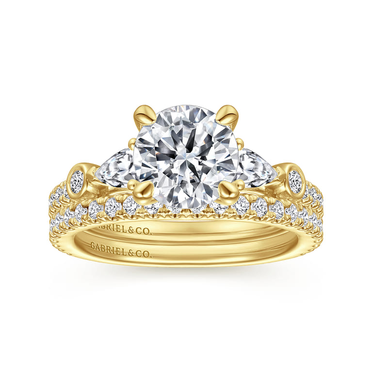 14K Yellow Gold Diamond Matching Wedding Band - 0.35 ct - Shot 4