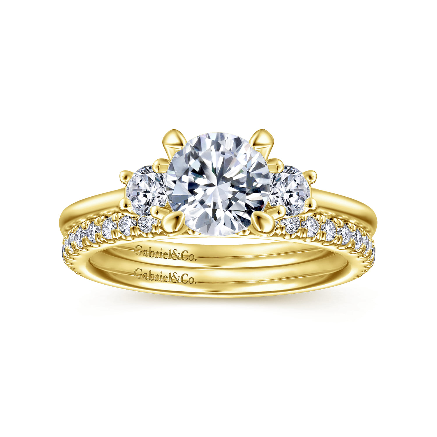14K Yellow Gold Diamond Matching Wedding Band - 0.3 ct - Shot 4