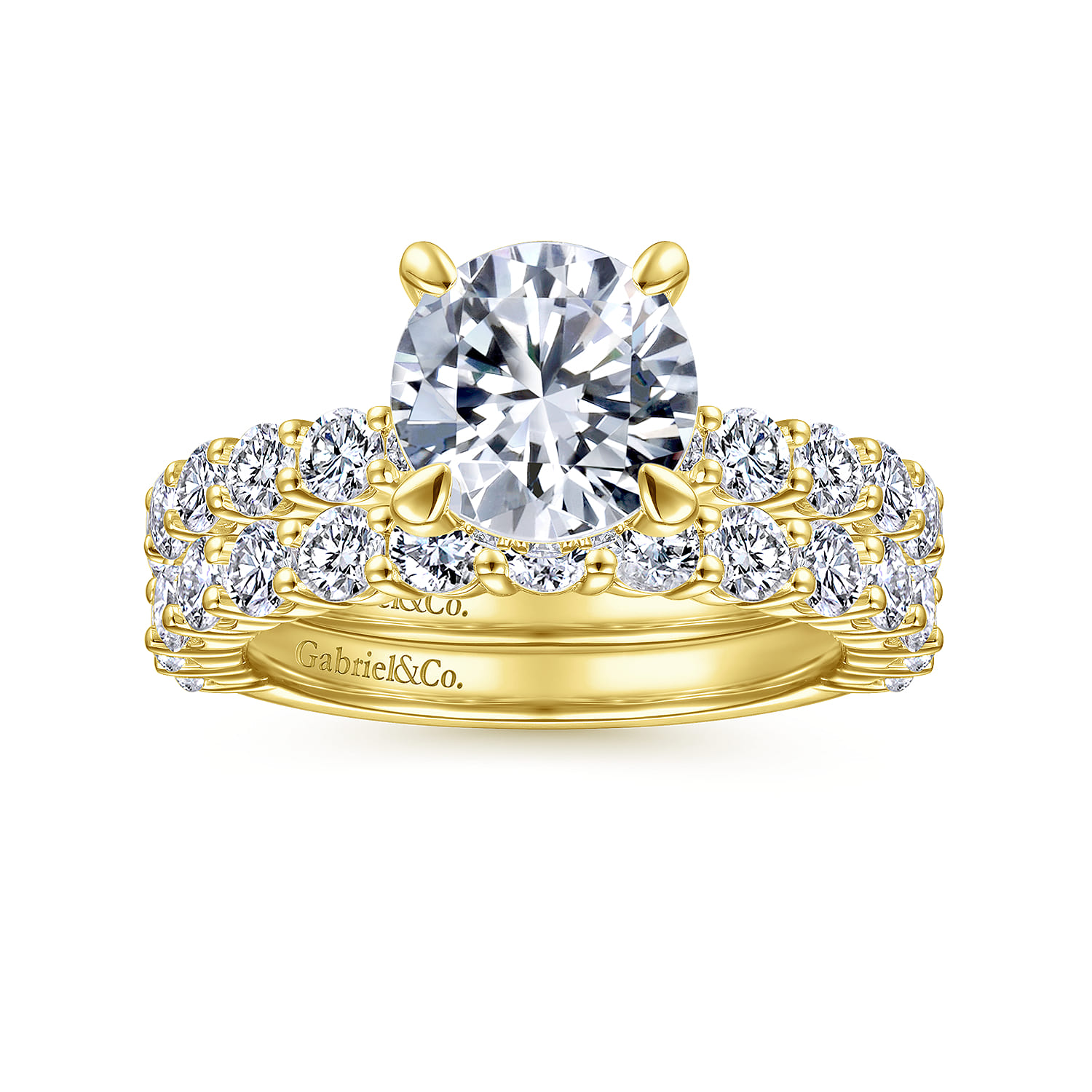 14K Yellow Gold Diamond Matching Wedding Band - 1.02 ct - Shot 2