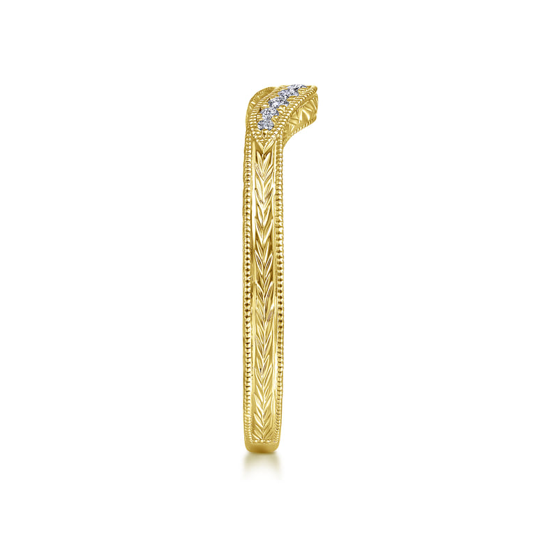 14K Yellow Gold Diamond Matching Wedding Band - 0.08 ct - Shot 5