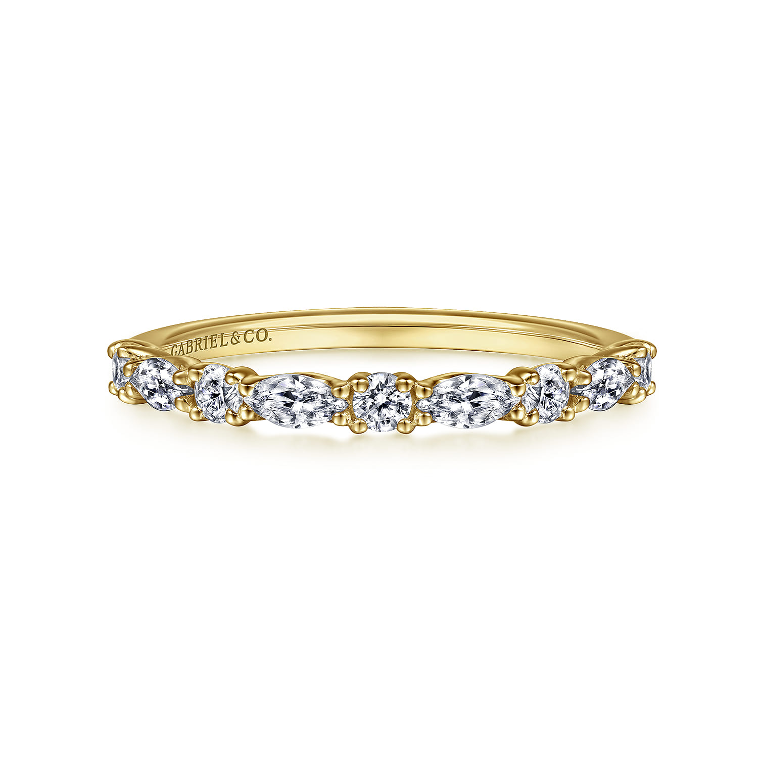 14K Yellow Gold Diamond Matching Wedding Band - 0.5 ct - Shot 1