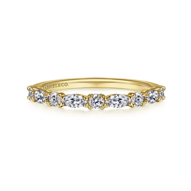 14K Yellow Gold Diamond Matching Wedding Band - 0.5 ct - Shot 1