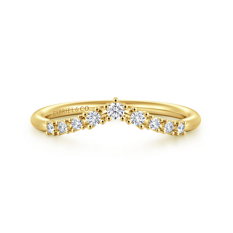 14K Yellow Gold Diamond Matching Wedding Band - 0.15 ct - Shot 1