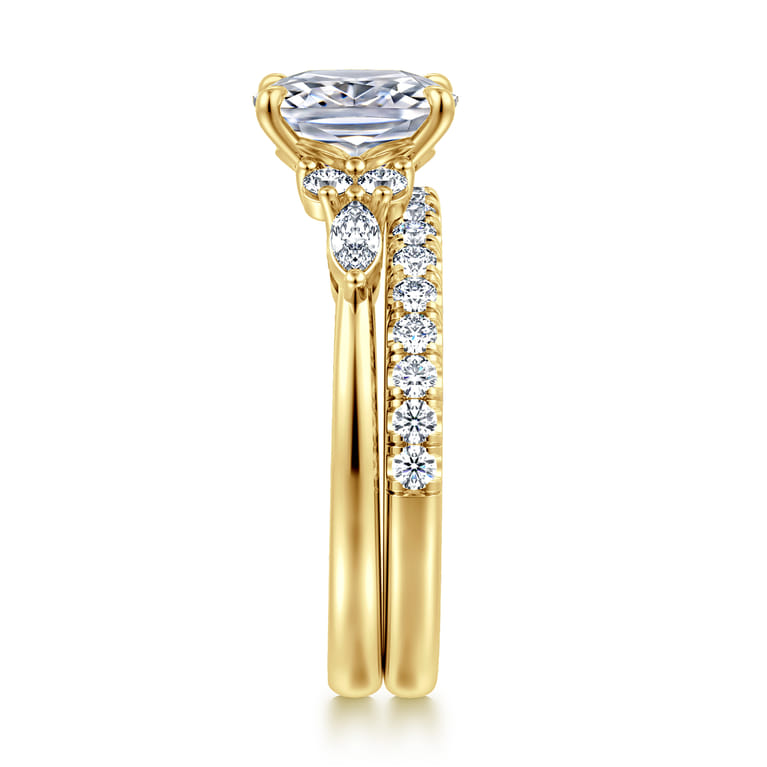 14K Yellow Gold Diamond Matching Wedding Band - 0.3 ct - Shot 5