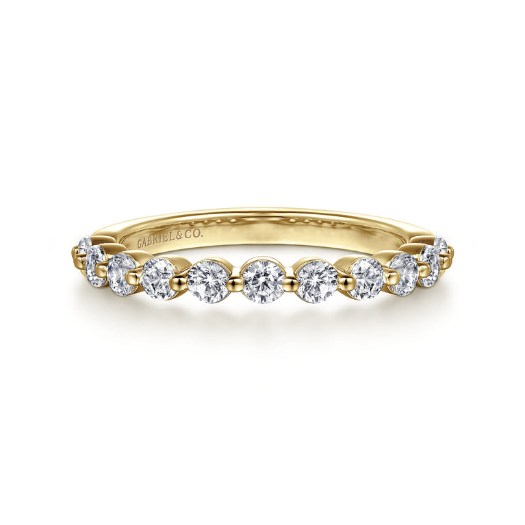 14K Yellow Gold Diamond Matching Wedding Band - 0.8 ct - Shot 1