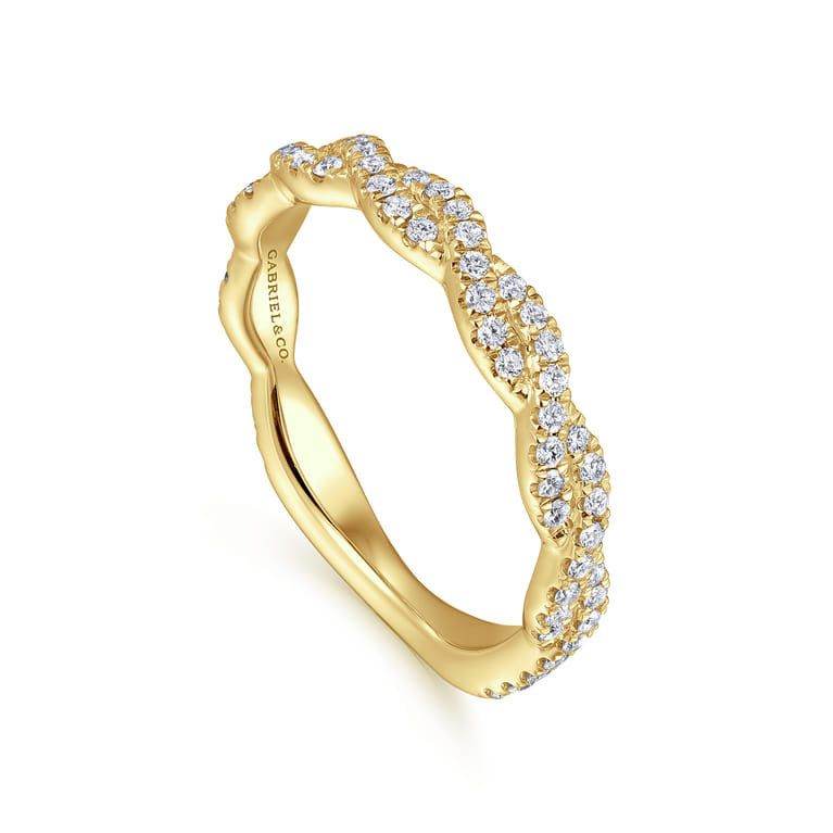 14K Yellow Gold Diamond Matching Wedding Band - 0.34 ct - Shot 3