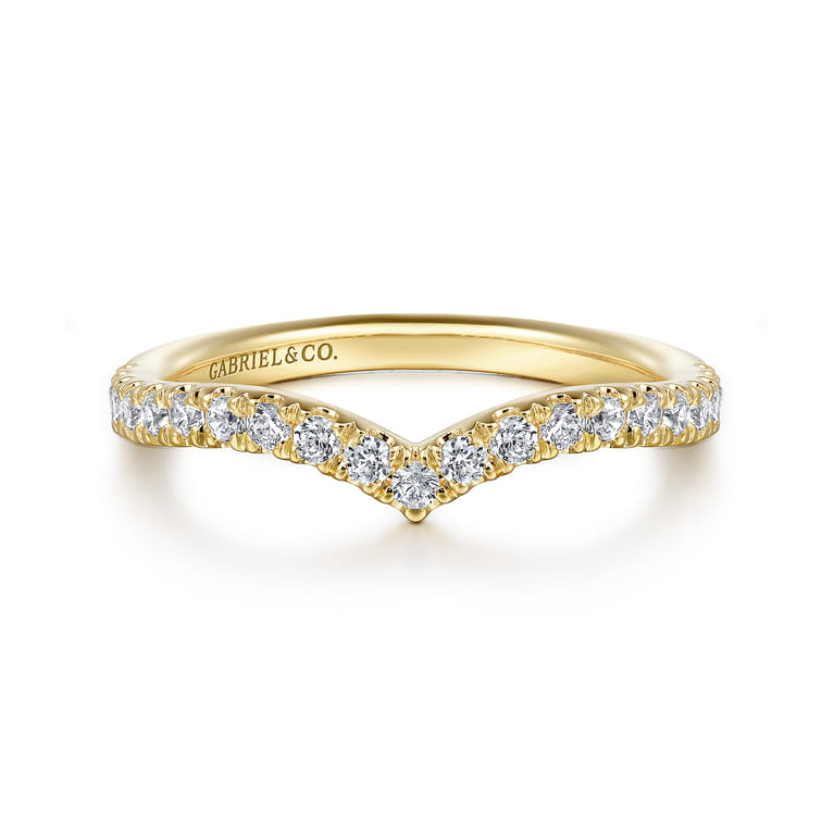 14K Yellow Gold Diamond Matching Wedding Band - 0.35 ct - Shot 1