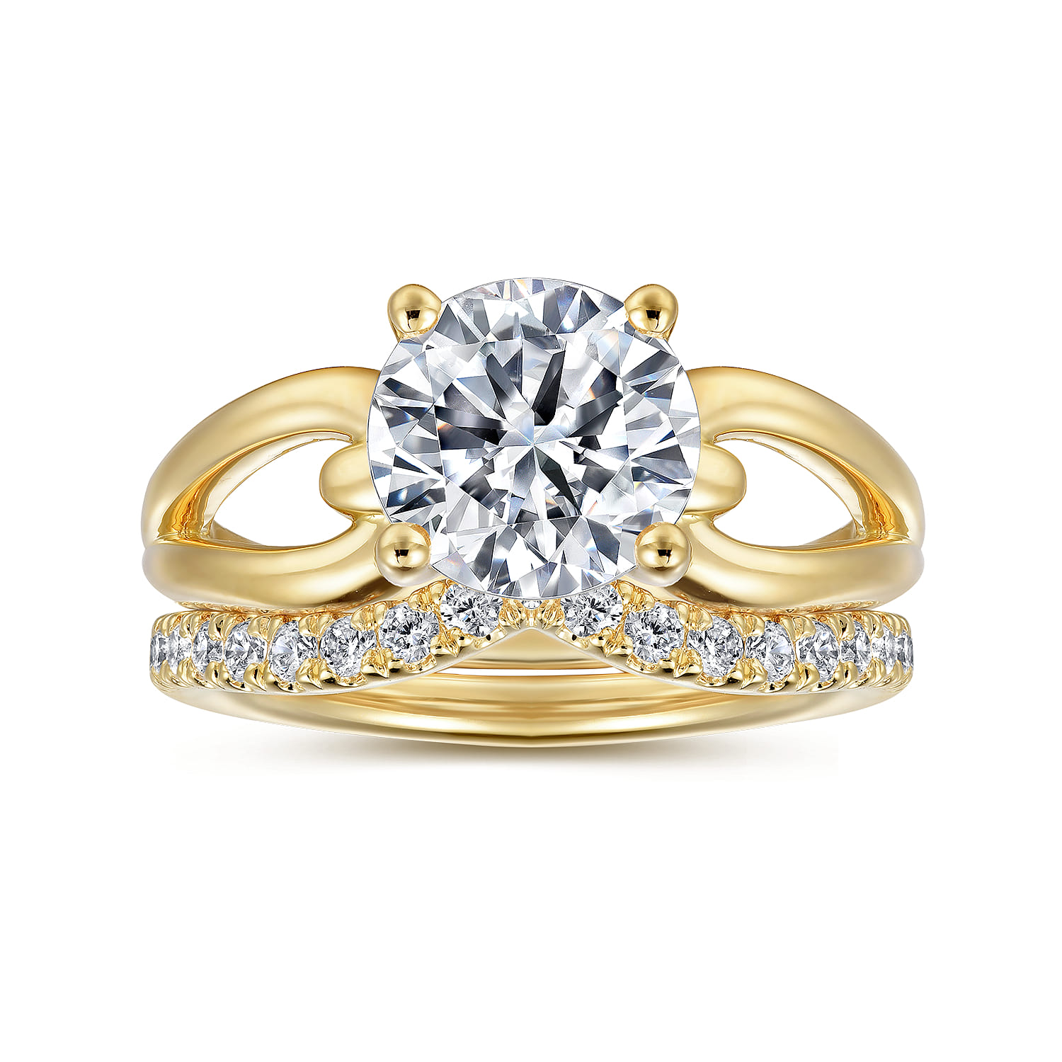 14K Yellow Gold Diamond Matching Wedding Band - 0.35 ct - Shot 4