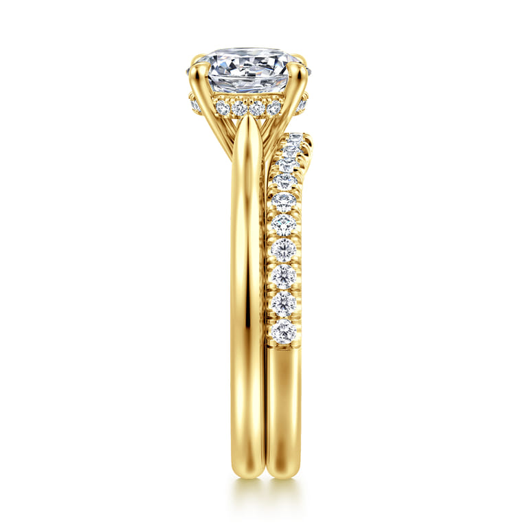 14K Yellow Gold Diamond Matching Wedding Band - 0.25 ct - Shot 4