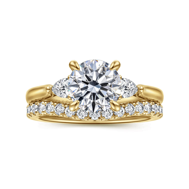 14K Yellow Gold Diamond Matching Wedding Band - 0.3 ct - Shot 4