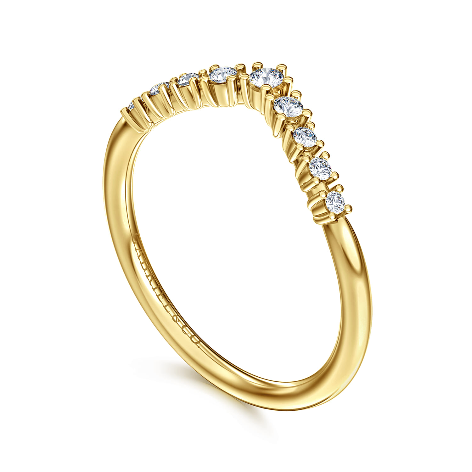 14K Yellow Gold Diamond Matching Wedding Band - 0.14 ct - Shot 3