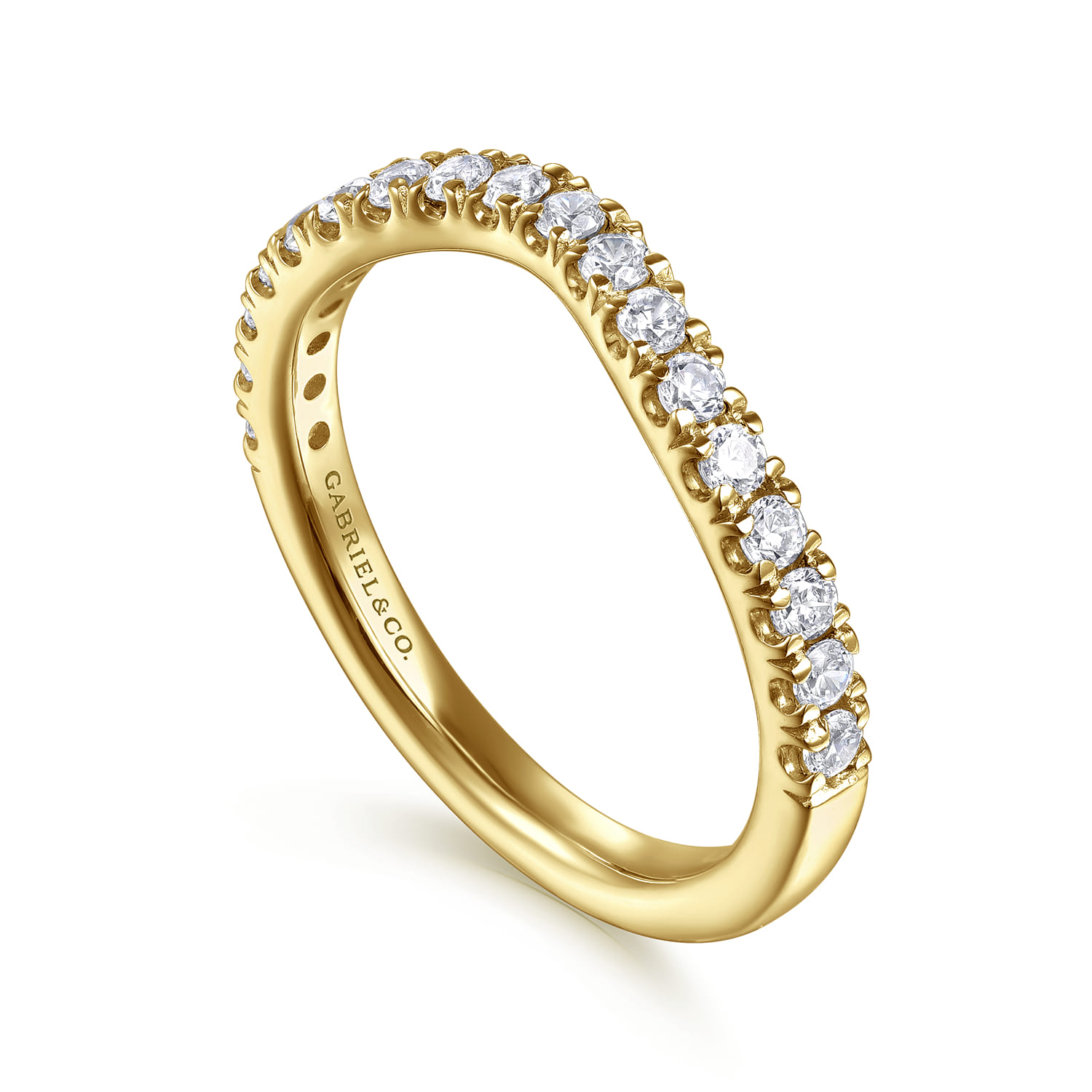 14K Yellow Gold Diamond Matching Wedding Band - 0.45 ct - Shot 3