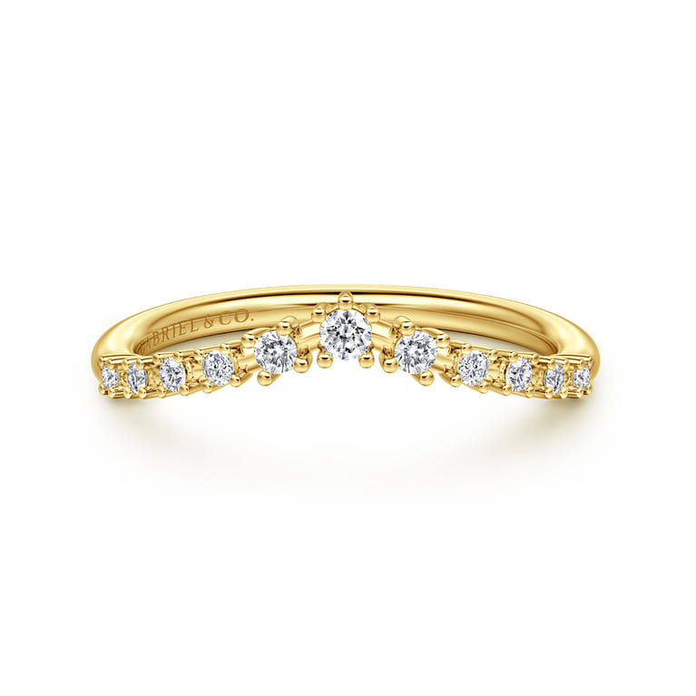 14K Yellow Gold Diamond Matching Wedding Band - 0.17 ct - Shot 1