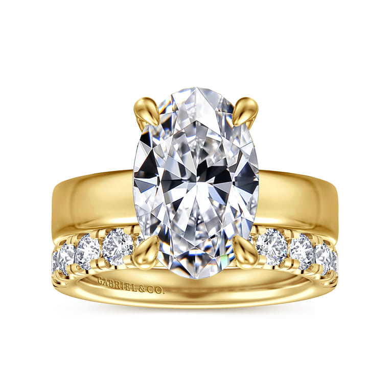 14K Yellow Gold Diamond Matching Wedding Band - 0.8 ct - Shot 4