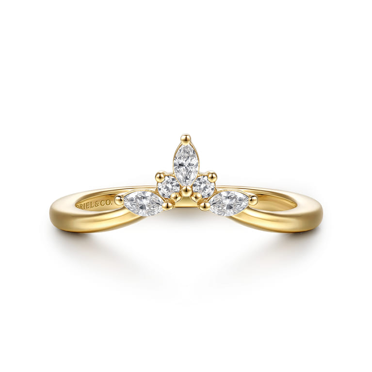 14K Yellow Gold Diamond Matching Wedding Band - 0.19 ct - Shot 1