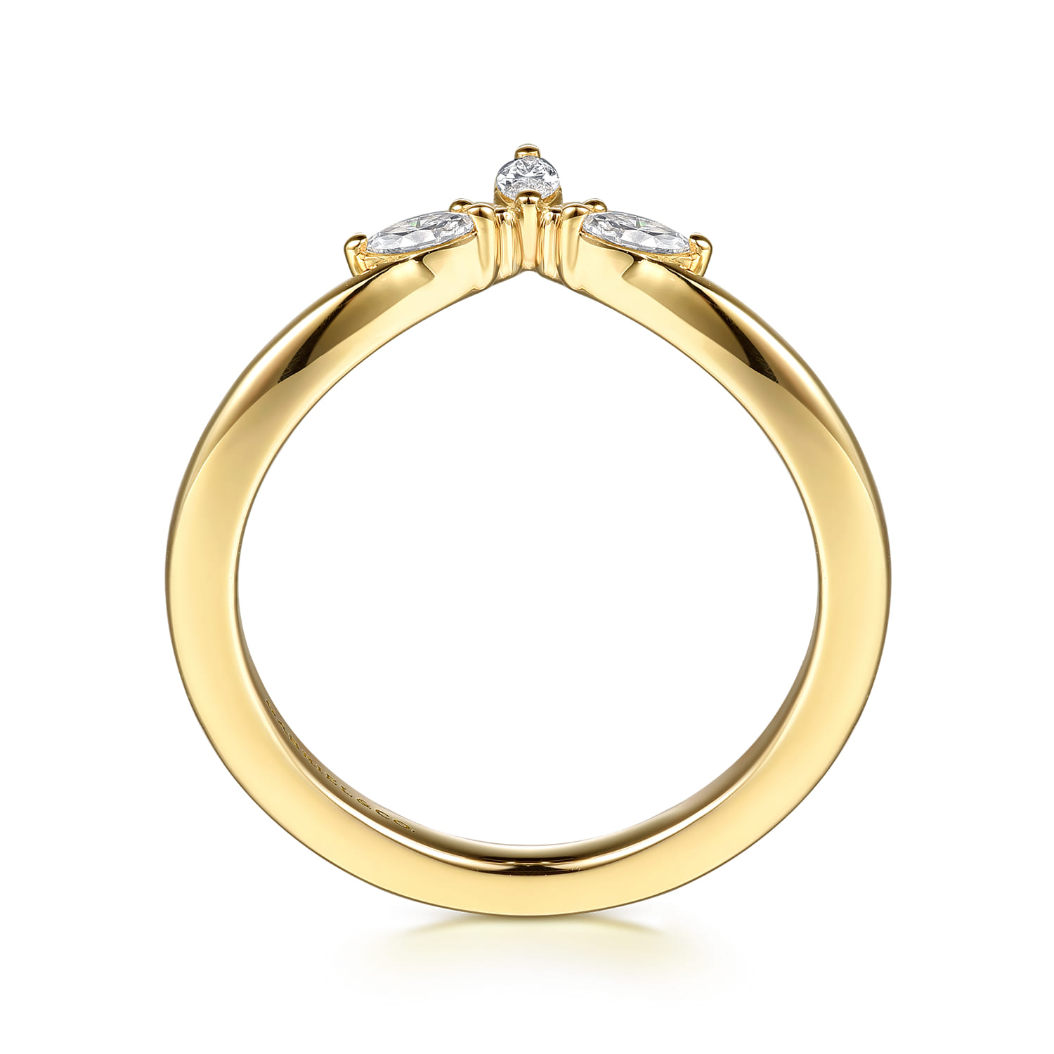 14K Yellow Gold Diamond Matching Wedding Band - 0.19 ct - Shot 2