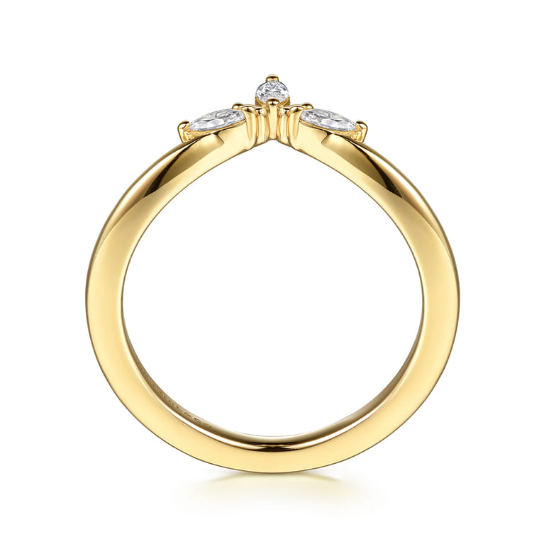 14K Yellow Gold Diamond Matching Wedding Band - 0.19 ct - Shot 2