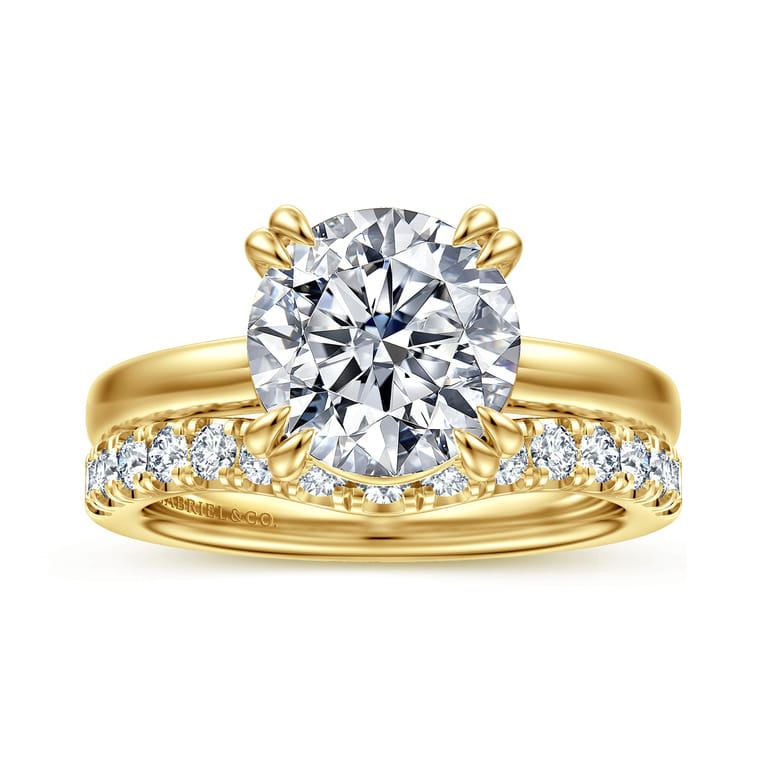 14K Yellow Gold Diamond Matching Wedding Band - 0.45 ct - Shot 4