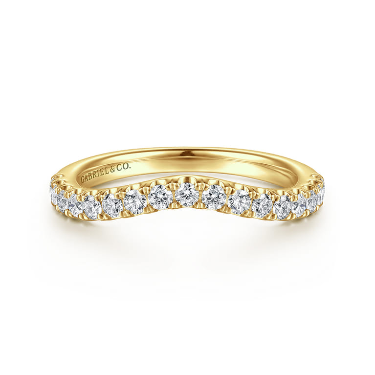 14K Yellow Gold Diamond Matching Wedding Band - 0.4 ct - Shot 1