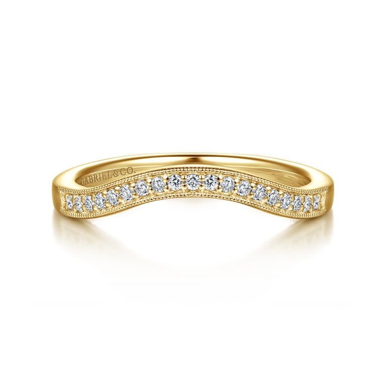 14K Yellow Gold Diamond Matching Wedding Band - 0.11 ct - Shot 1