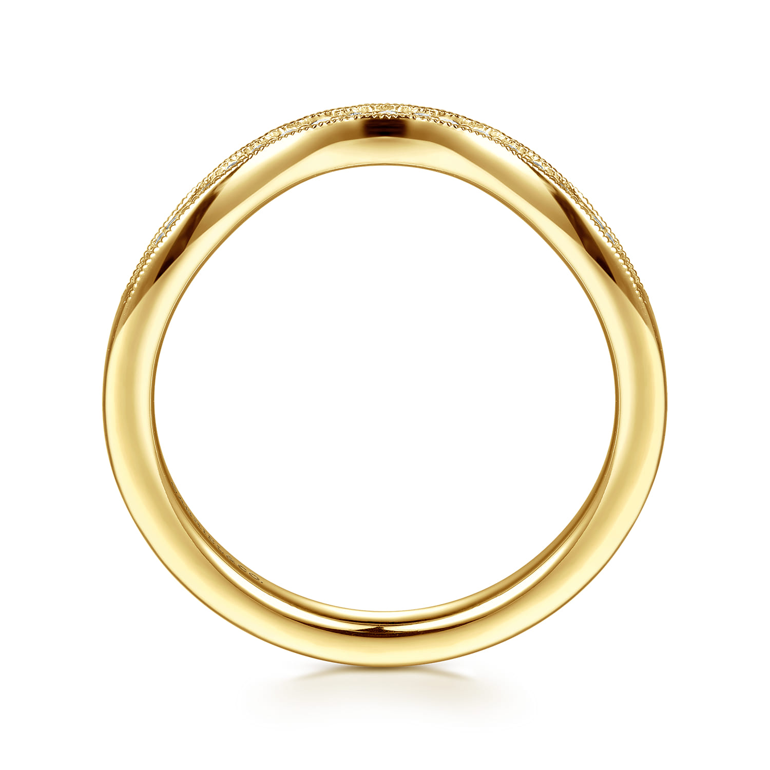 14K Yellow Gold Diamond Matching Wedding Band - 0.11 ct - Shot 2