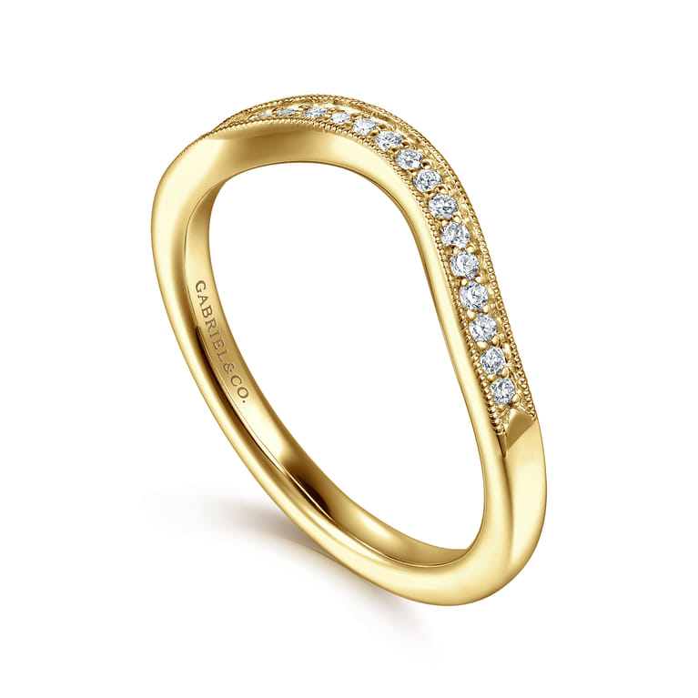 14K Yellow Gold Diamond Matching Wedding Band - 0.11 ct - Shot 3