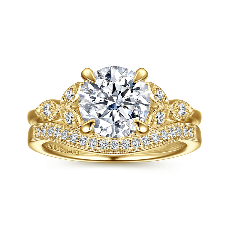 14K Yellow Gold Diamond Matching Wedding Band - 0.11 ct - Shot 4
