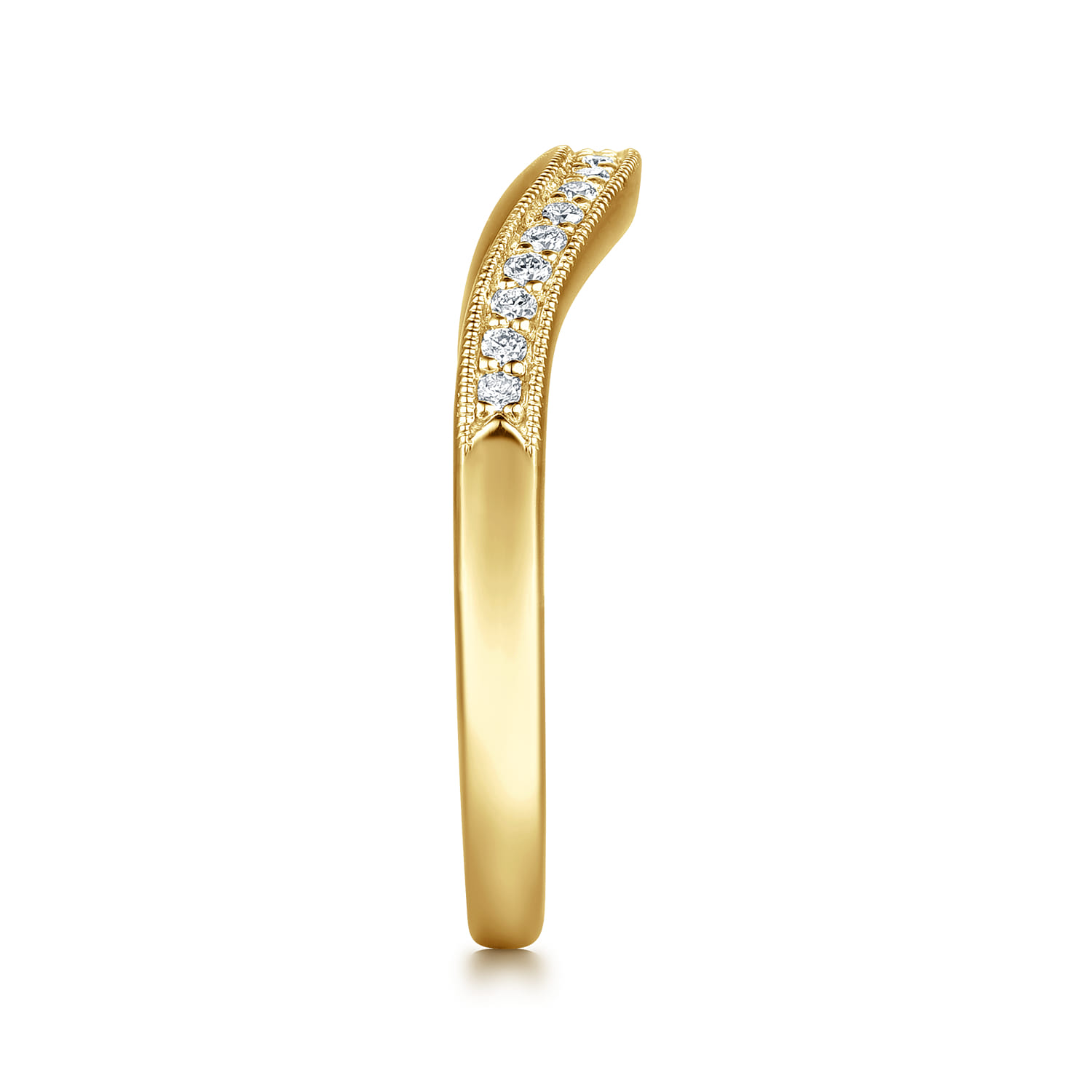 14K Yellow Gold Diamond Matching Wedding Band - 0.11 ct - Shot 5