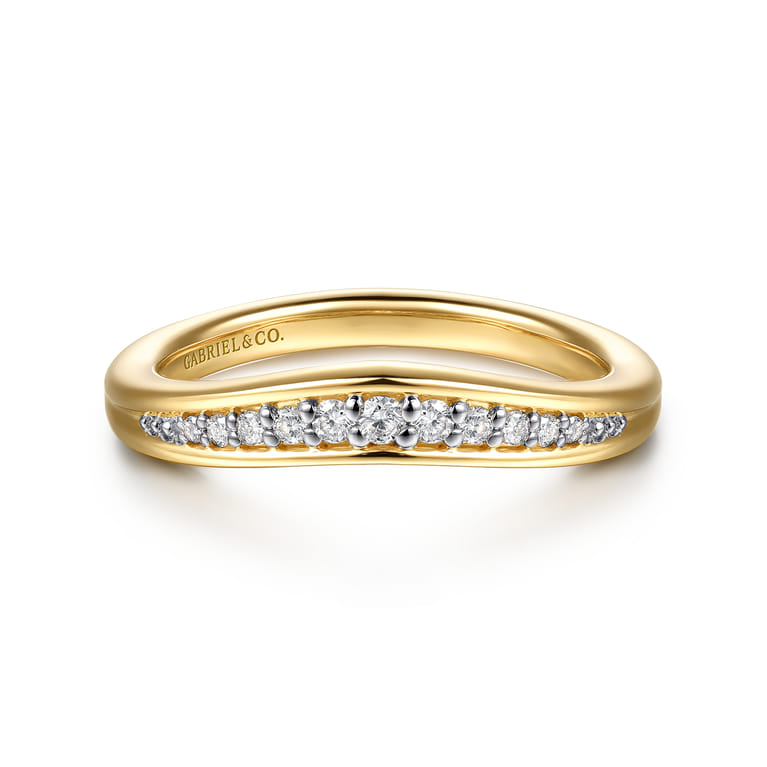 14K Yellow Gold Diamond Matching Wedding Band - 0.13 ct - Shot 1