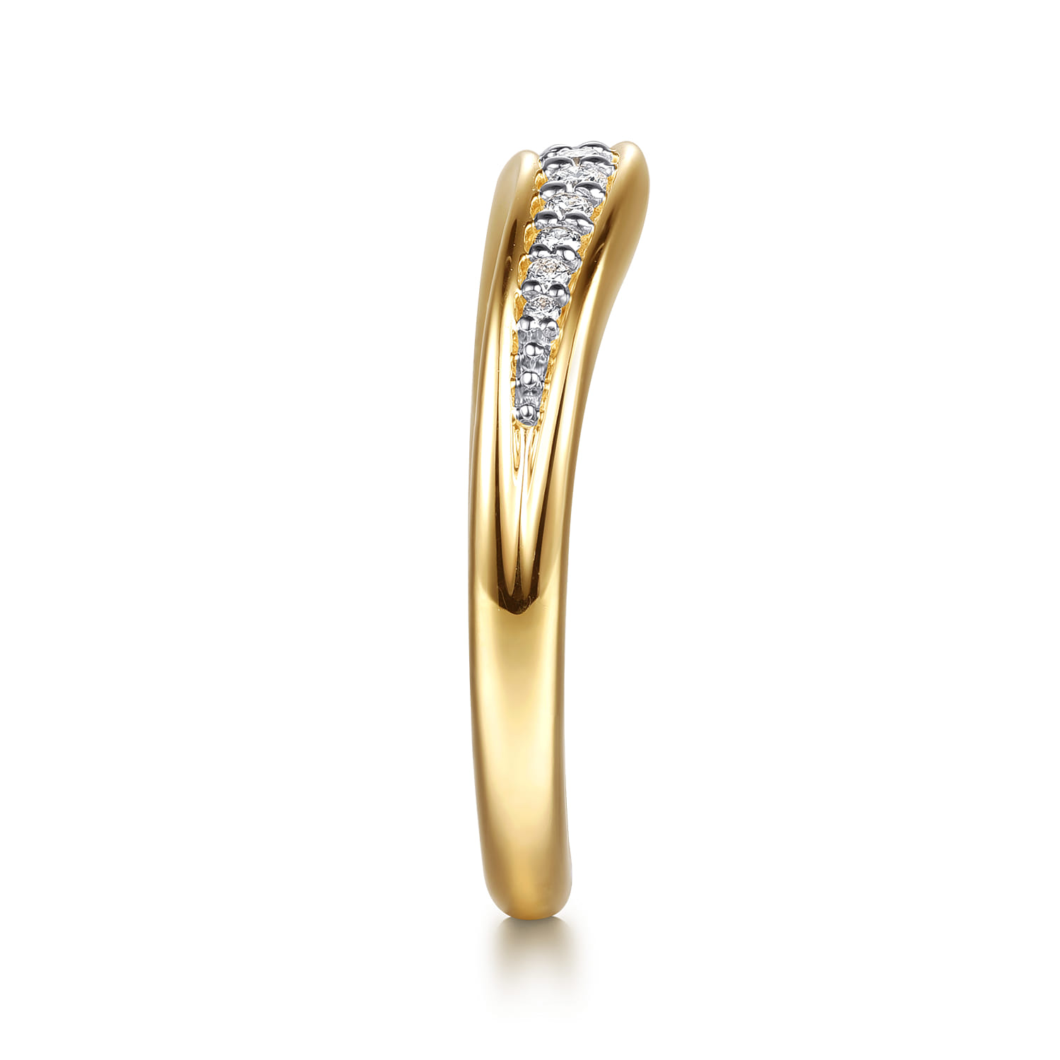 14K Yellow Gold Diamond Matching Wedding Band - 0.13 ct - Shot 5
