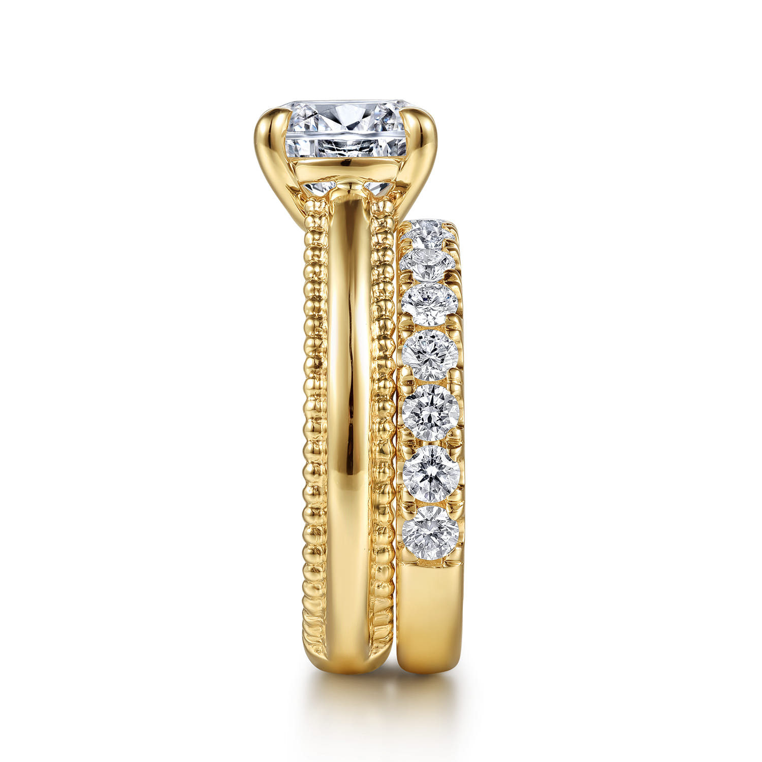 14K Yellow Gold Diamond Matching Wedding Band - 0.95 ct - Shot 5