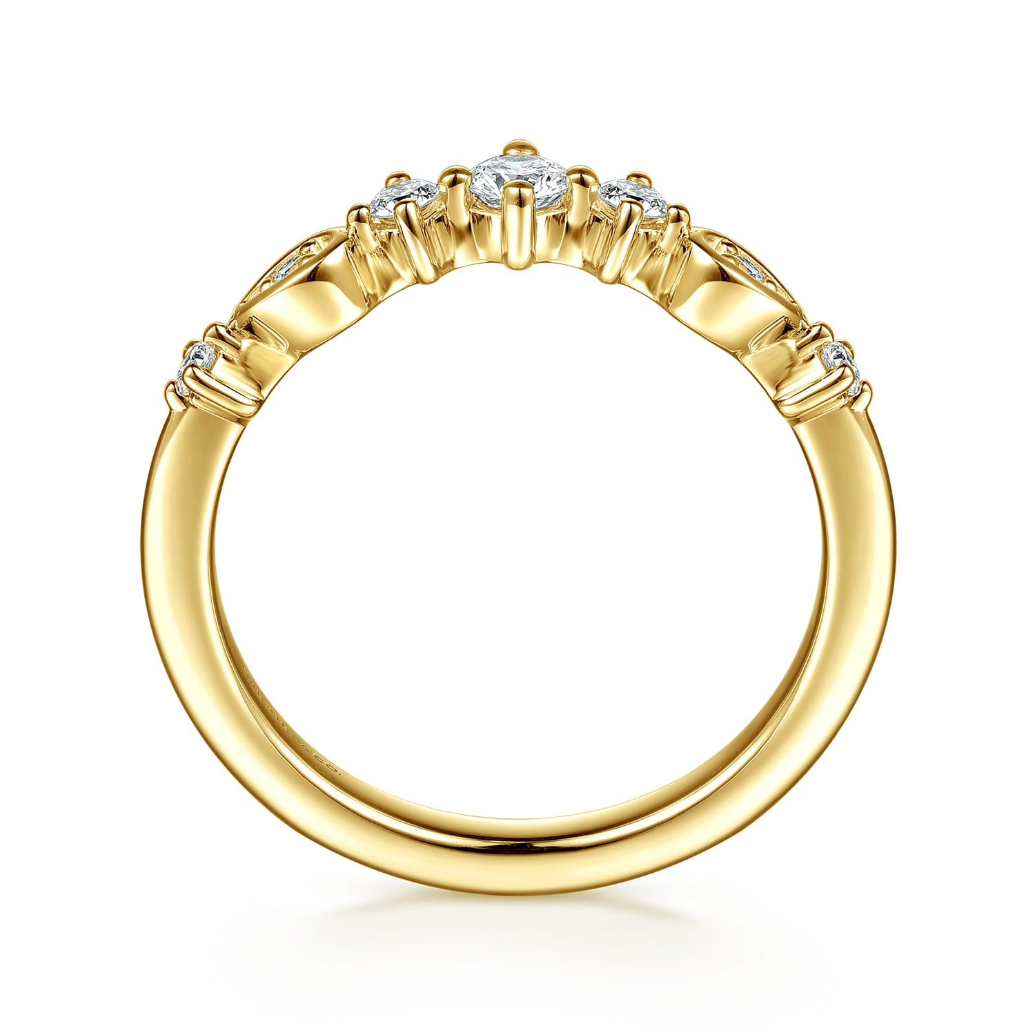 14K Yellow Gold Diamond Matching Wedding Band - 0.25 ct - Shot 2