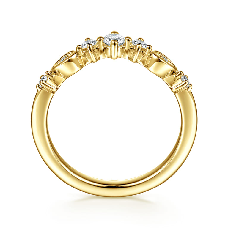 14K Yellow Gold Diamond Matching Wedding Band - 0.25 ct - Shot 2