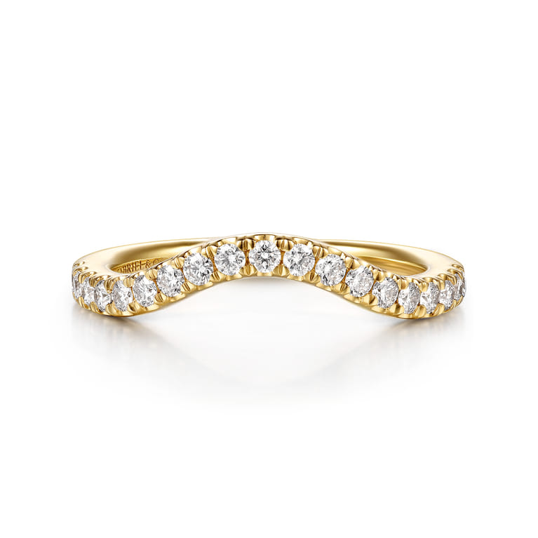 14K Yellow Gold Diamond Matching Wedding Band - 0.3 ct - Shot 1