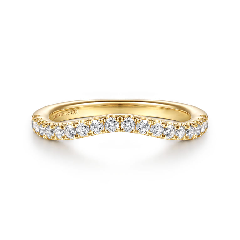 14K Yellow Gold Diamond Matching Wedding Band - 0.3 ct - Shot 1
