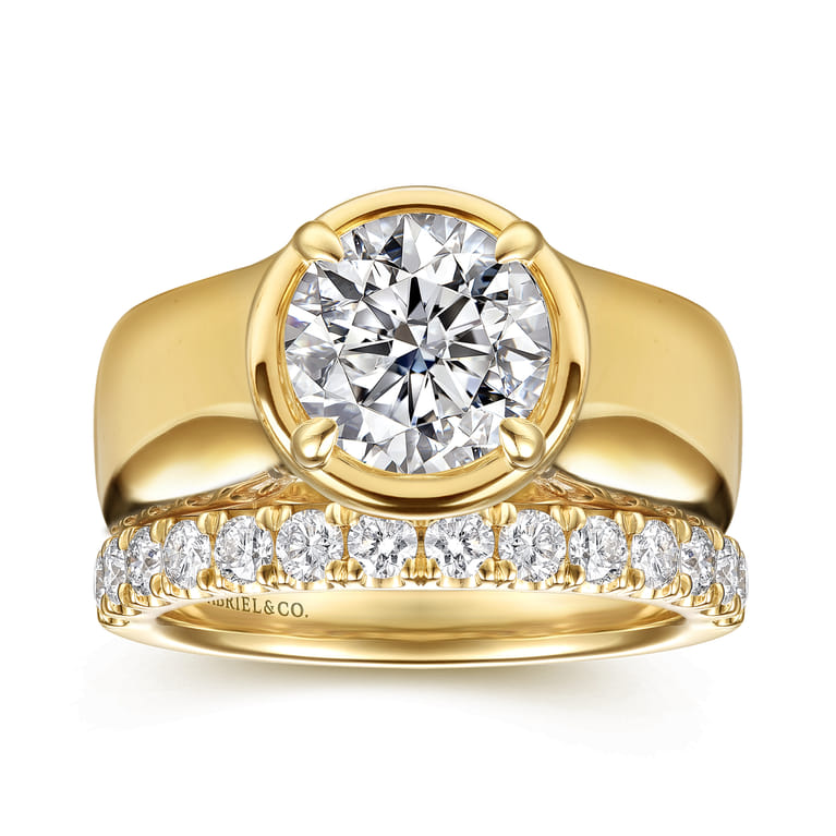 14K Yellow Gold Diamond Matching Wedding Band - 0.55 ct - Shot 4