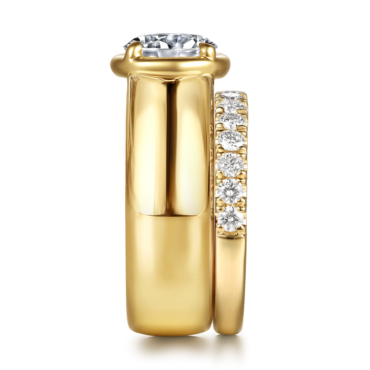 14K Yellow Gold Diamond Matching Wedding Band - 0.55 ct - Shot 5