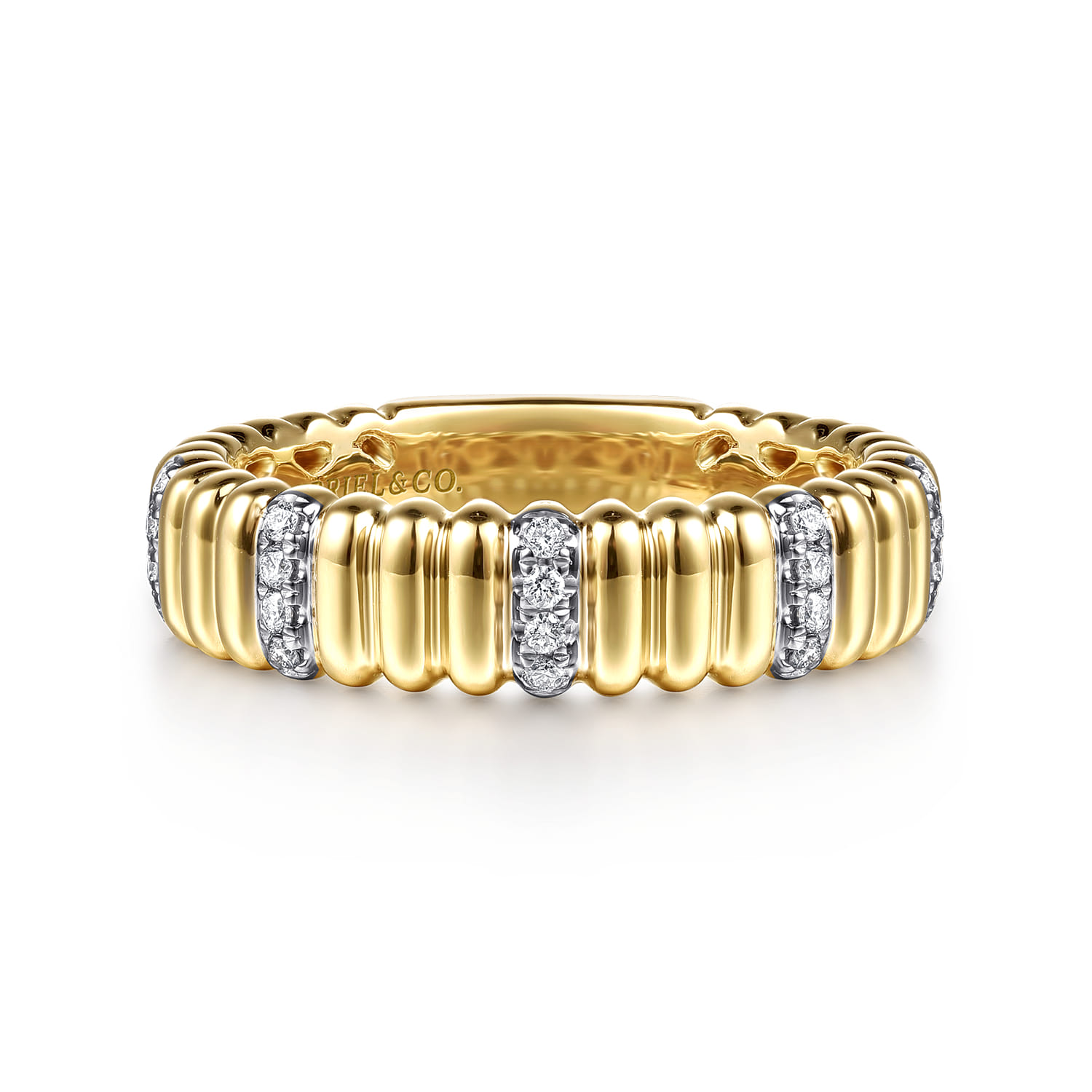 14K Yellow Gold Diamond Matching Wedding Band - 0.1 ct - Shot 1