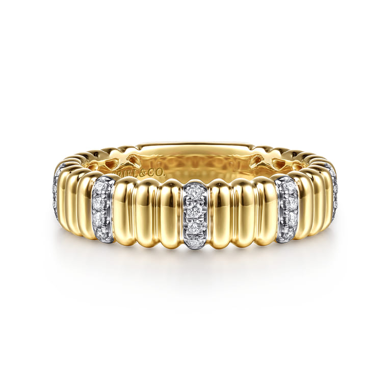 14K Yellow Gold Diamond Matching Wedding Band - 0.1 ct - Shot 1