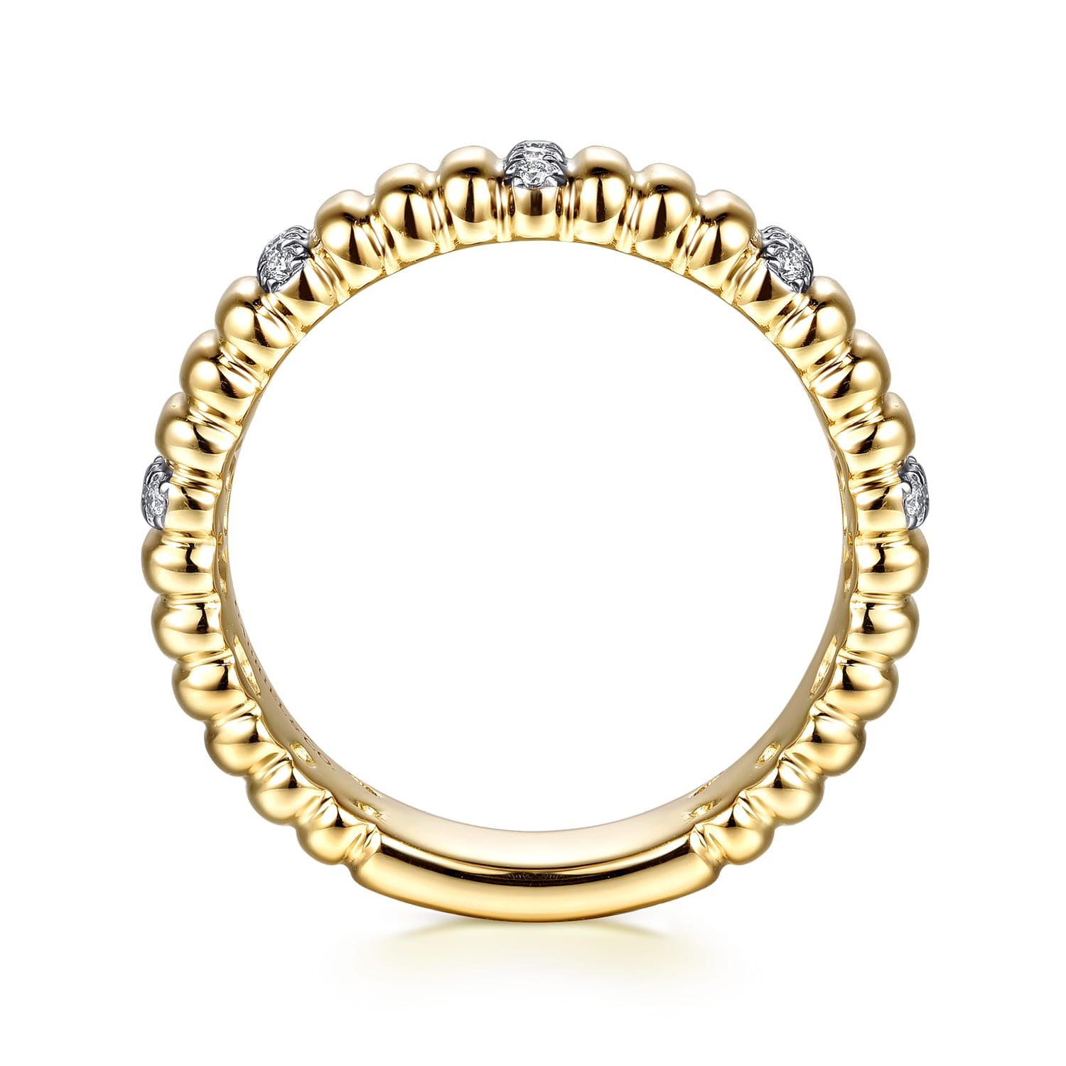 14K Yellow Gold Diamond Matching Wedding Band - 0.1 ct - Shot 2