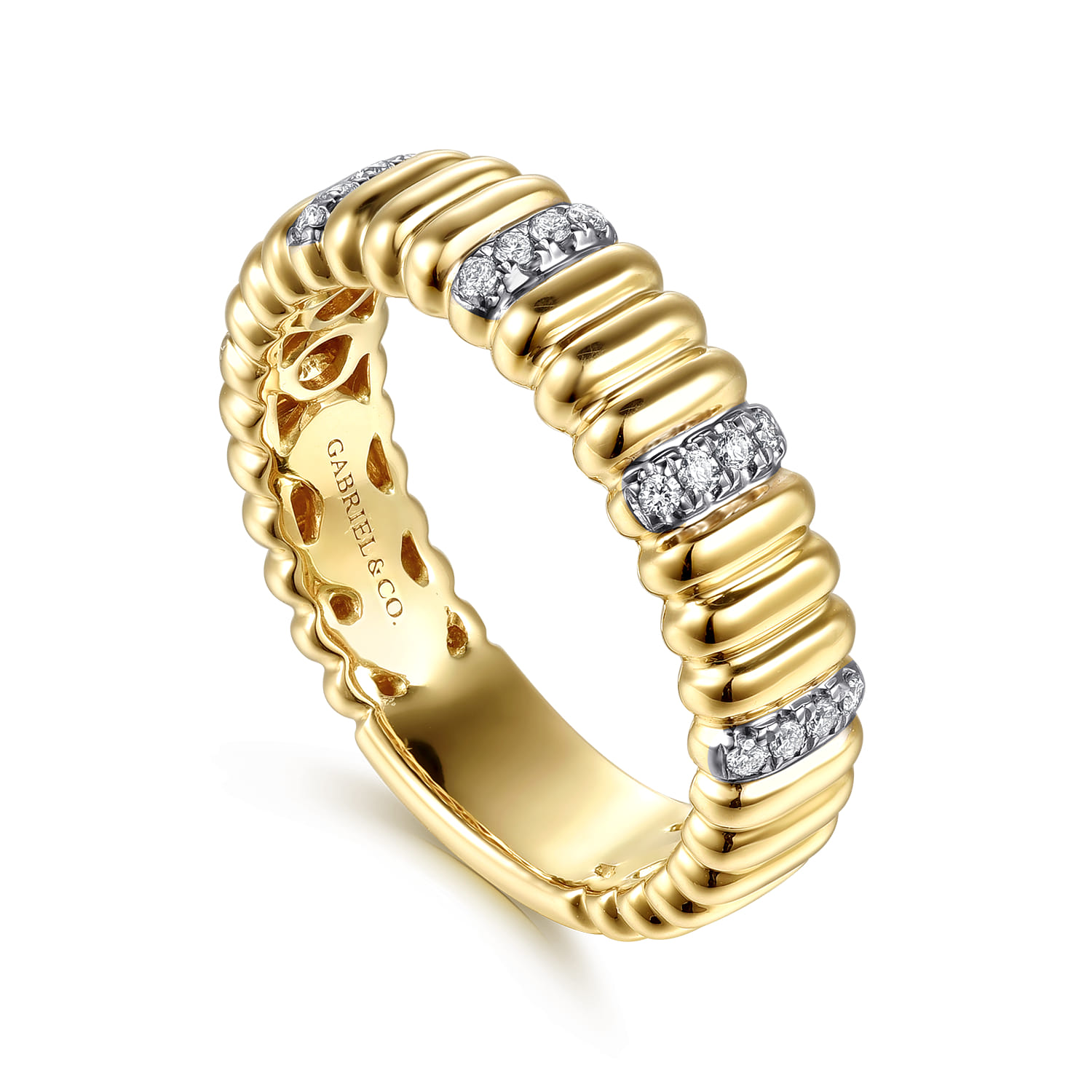 14K Yellow Gold Diamond Matching Wedding Band - 0.1 ct - Shot 3