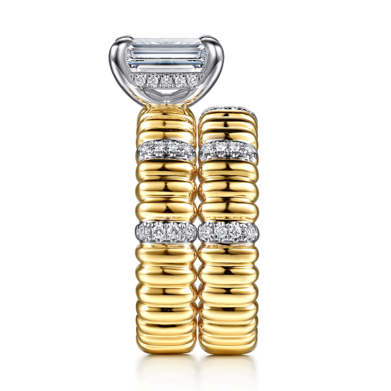 14K Yellow Gold Diamond Matching Wedding Band - 0.1 ct - Shot 5