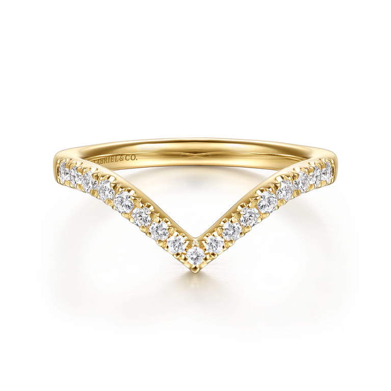14K Yellow Gold Diamond Matching Wedding Band - 0.25 ct - Shot 1