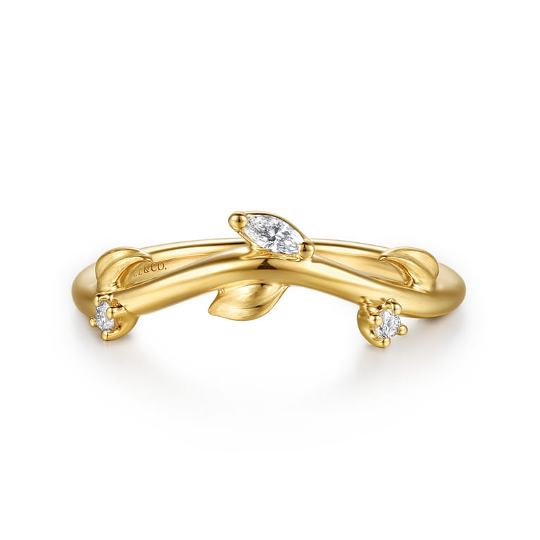 14K Yellow Gold Diamond Matching Wedding Band - 0.08 ct - Shot 1