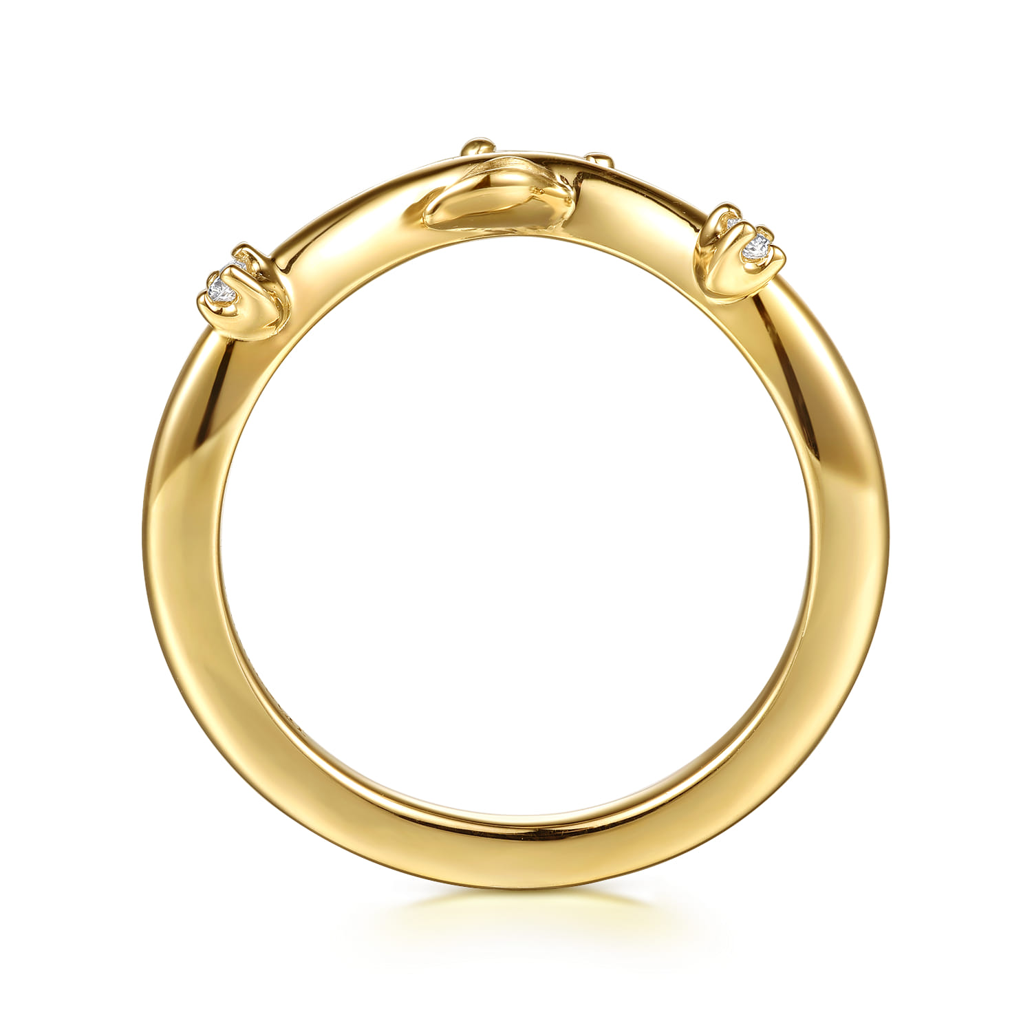 14K Yellow Gold Diamond Matching Wedding Band - 0.08 ct - Shot 2