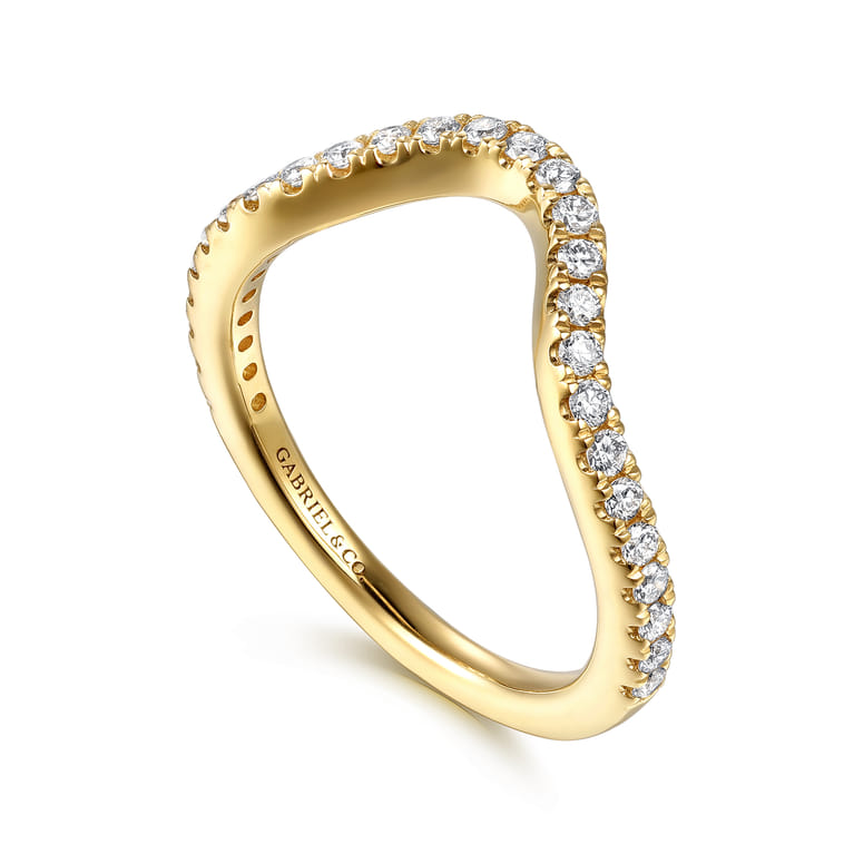 14K Yellow Gold Diamond Matching Wedding Band - 0.35 ct - Shot 3