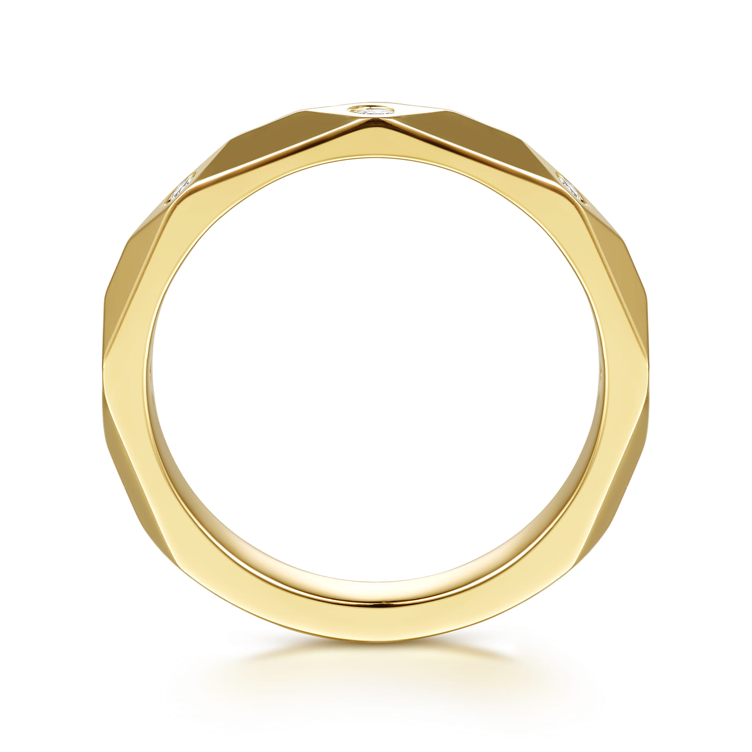 14K Yellow Gold Diamond Matching Wedding Band - 0.08 ct - Shot 2